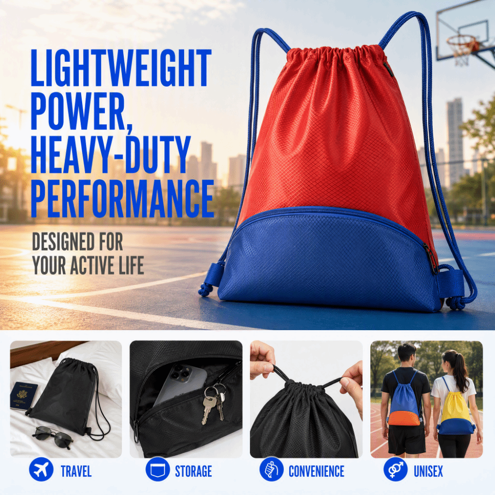 Borsa sportiva pieghevole in t - Drawstring Gym Bag recensione e prezzo